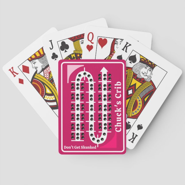 Cribbage Playing Cards Personalized Pink Casinokort (Baksidan)