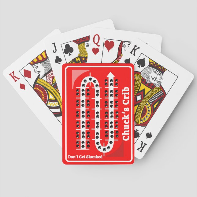 Cribbage Playing Cards Personalized Red Casinokort (Baksidan)