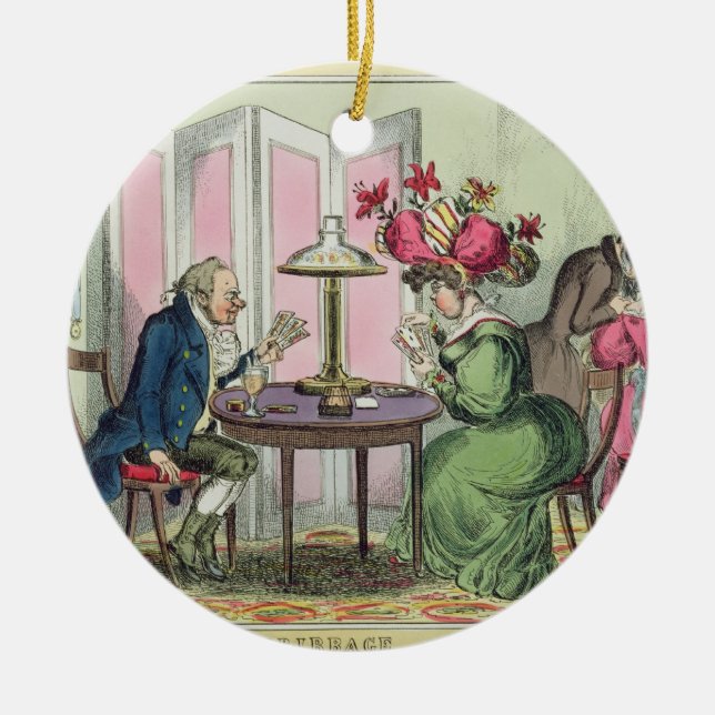 Cribbage som publiceras av Thomas McLean, London Julgransprydnad Keramik (Framsidan)