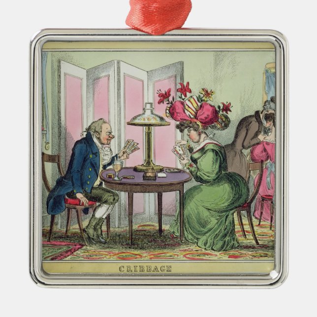 Cribbage som publiceras av Thomas McLean, London Julgransprydnad Metall (Framsidan)