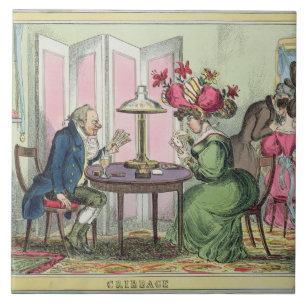 Cribbage som publiceras av Thomas McLean, London Kakelplatta