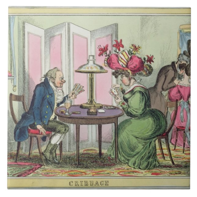 Cribbage som publiceras av Thomas McLean, London Kakelplatta (Framsidan)