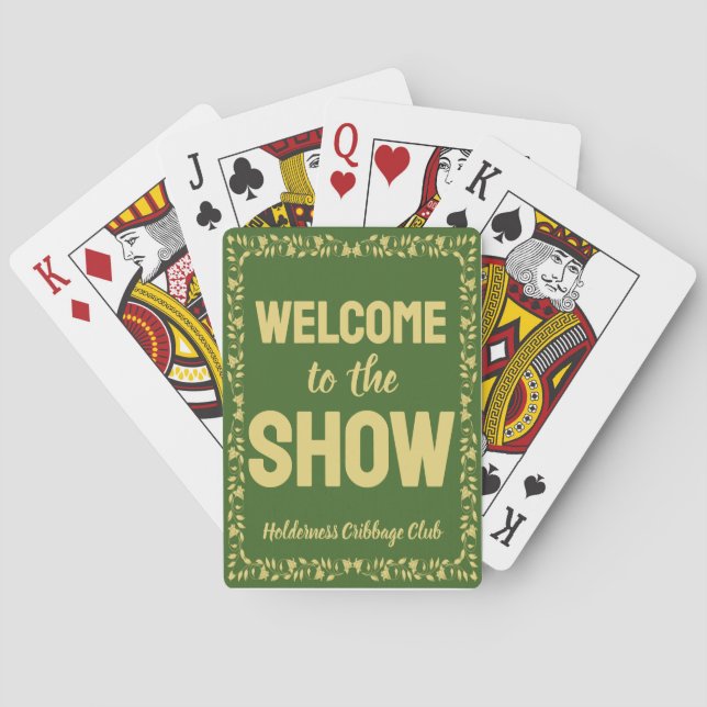 Cribbage Welcome to the Show Personalized Green Casinokort (Baksidan)