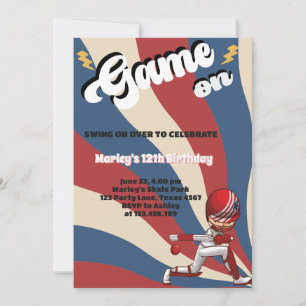 cricket american flagga-spel på spelare barns föde inbjudningar