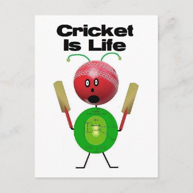 Cricket är livet vykort (Framsida)