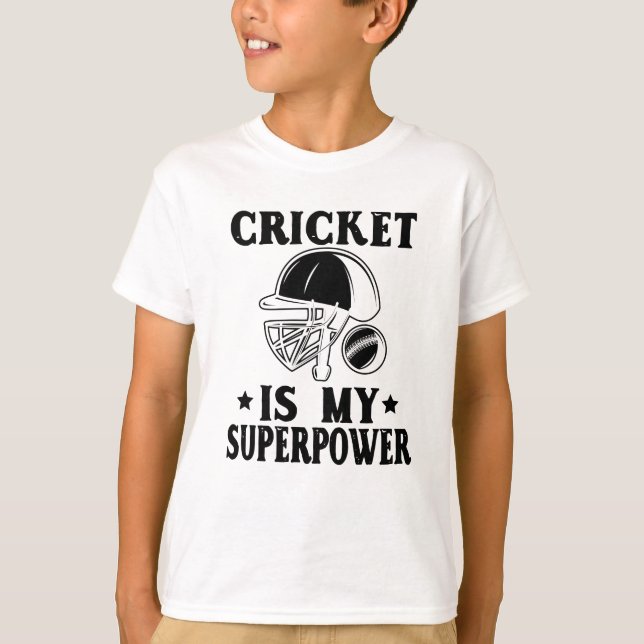 Cricket är min supermakt t shirt (Framsida)