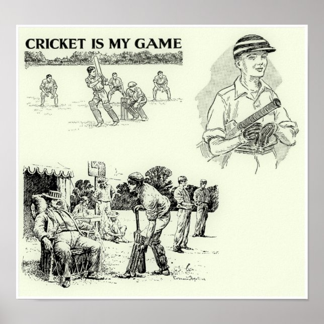 Cricket är mitt spel - Archival Sport Skriv ut Poster (Framsidan)
