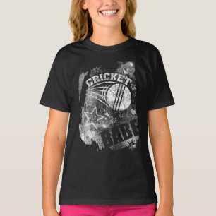 Cricket Babe, Black Grunge Cricket T Shirt