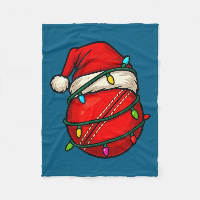 Cricket Ball With Santa Hat Funny Christmas Xmas G Fleecefilt (Framsidan)