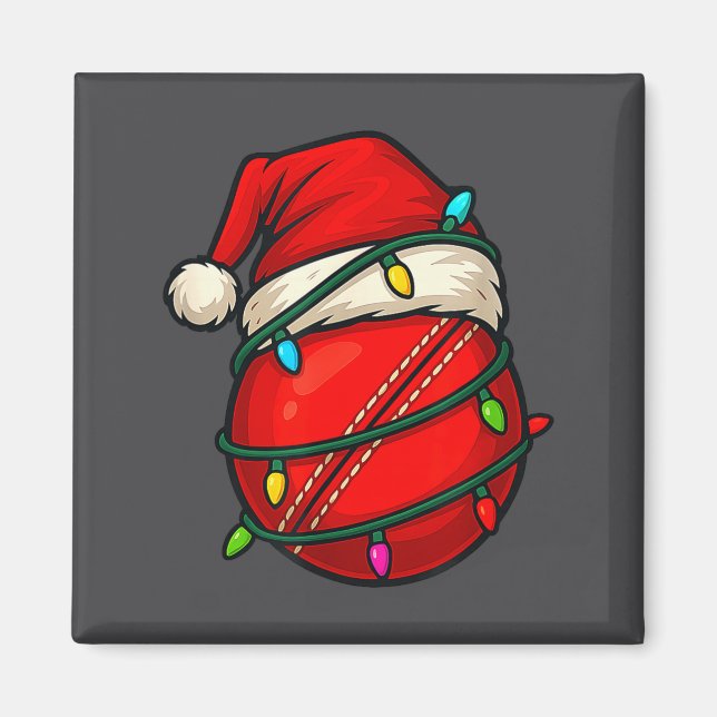 Cricket Ball With Santa Hat Funny Christmas Xmas G Magnet (Framsidan)