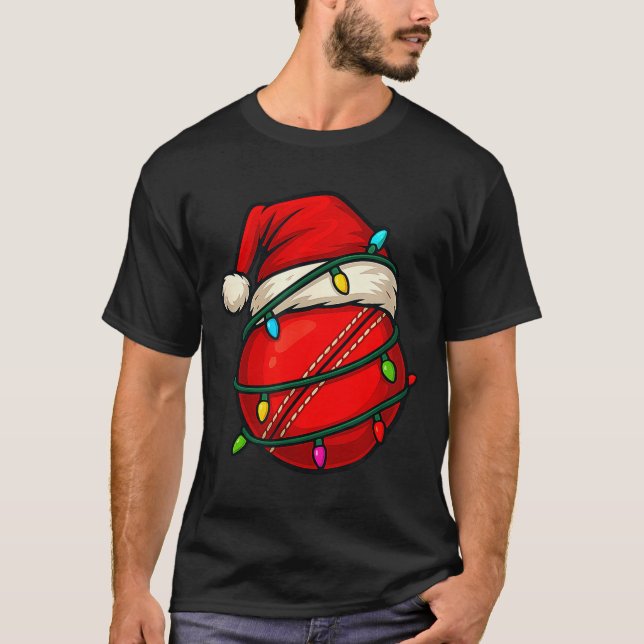 Cricket Ball With Santa Hat Funny Christmas Xmas G T Shirt (Framsida)
