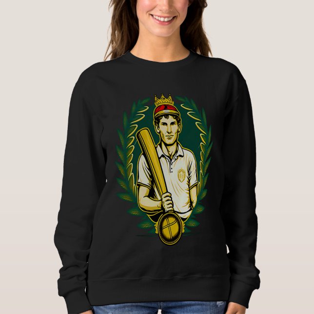 Cricket Bat King Cricket Player T Shirt (Framsida)