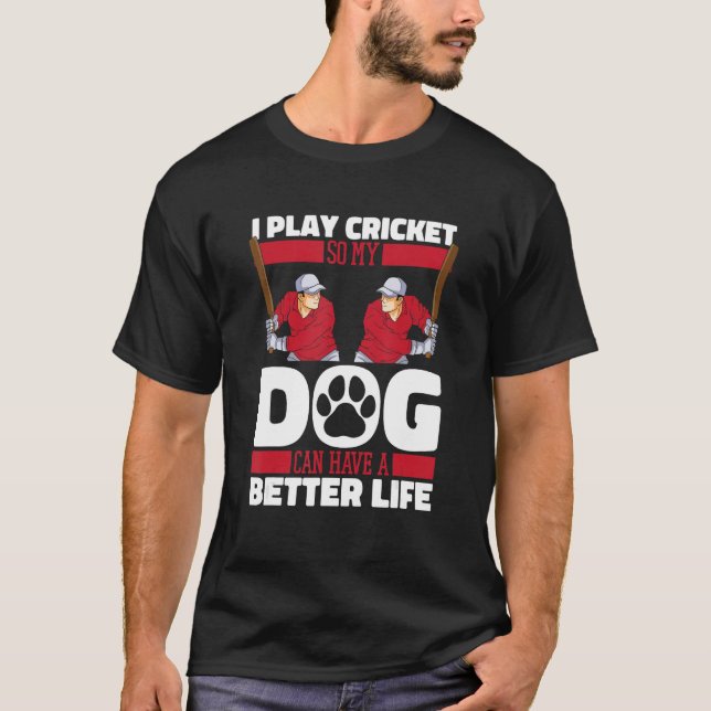 Cricket Batsman Umpire  Cricketing Bowler Crickete T Shirt (Framsida)