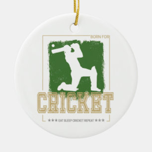 Cricket Batsman Vintage Pitcher Player Coach Julgransprydnad Keramik