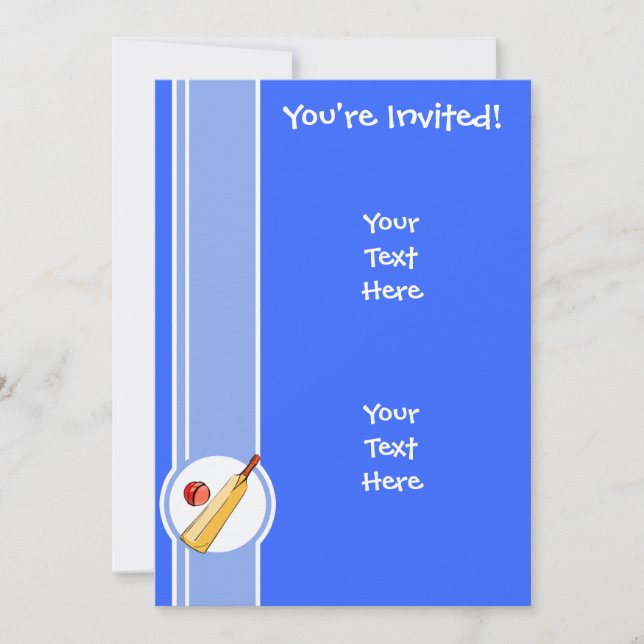 Cricket; blå inbjudningar (Framsida)