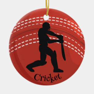 Cricket Boll Cricketer Design Ceramic Ornament
