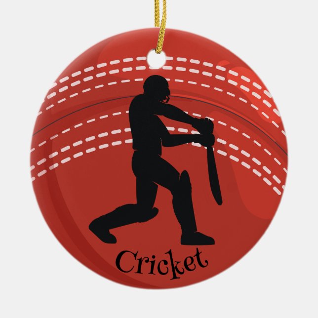 Cricket Boll Cricketer Design Ceramic Ornament (Framsidan)