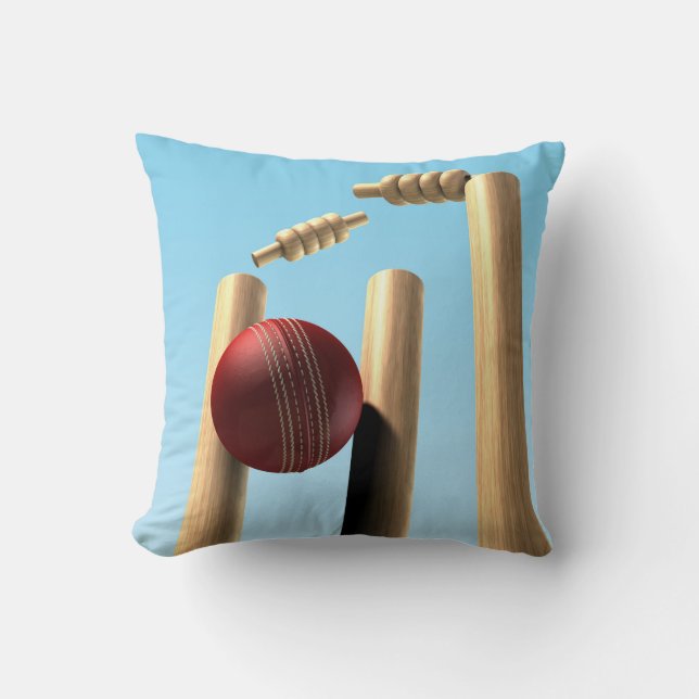 Cricket Boll Hating Wickets Kudde (Framsida)