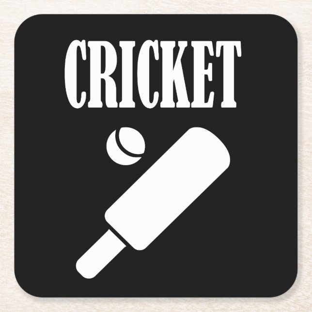 Cricket Cusomize Personalize Namn, Number eller Te Underlägg Papper Kvadrat (Framsidan)