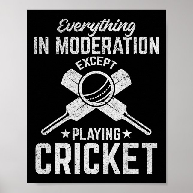 Cricket - Everything In Moderation Except Playing  Poster (Framsidan)