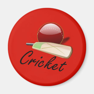Cricket fladdermus och boll, märkt. magnet
