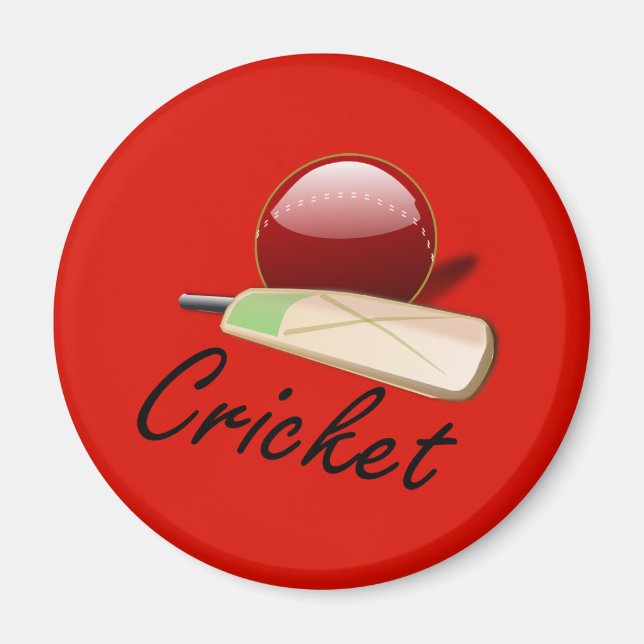 Cricket fladdermus och boll, märkt. magnet (Framsidan)