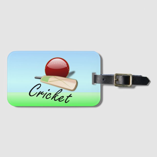 Cricket - fladdermus och boll vid grassyhorisonten bagagebricka (Framsida horisontal)
