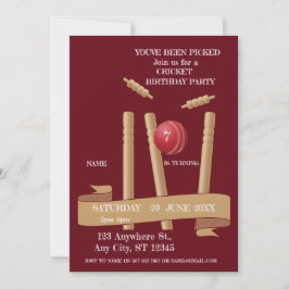 Cricket Födelsedagsfest Sport Inbjudan