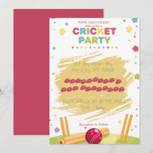 Cricket Födelsedagsfest Sport Inbjudan