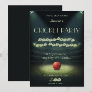 Cricket Födelsedagsfest Sport Inbjudan