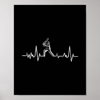 Cricket Funny Heartbeat Graphic For Player Poster