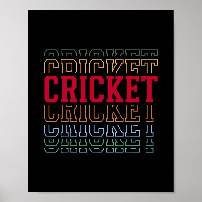 Cricket Funny Layered Text Team Player Coach Youth Poster (Framsidan)