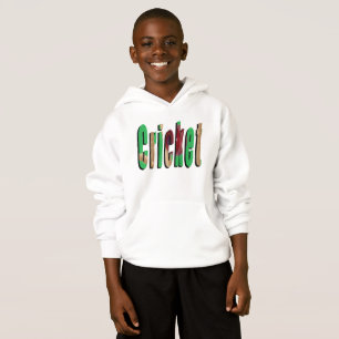 Cricket Game Logotyp, Boys White Hoodie Tröja