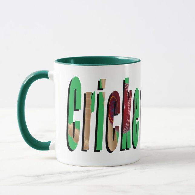 Cricket Game Logotyp, Grönt Combo Coffee Mugg. Mugg (Vänster)