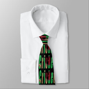 Cricket Game Logotyp, Unisex Black Silky Tie. Slips