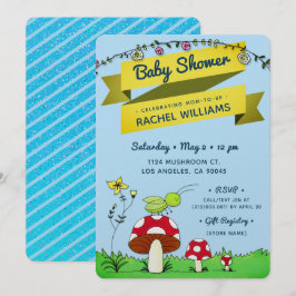 Cricket Garden Glitter Theme Blue Baby Shower Card Inbjudningar