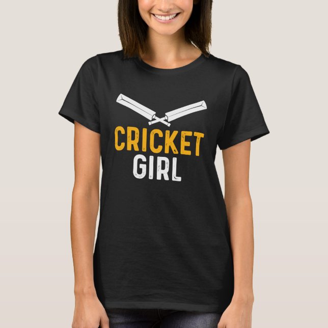 Cricket Girl Cute Uk Cricket Player Sports T Shirt (Framsida)