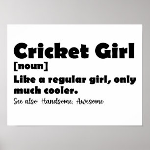 Cricket Girl Funny Definition Cricket Älskare Poster