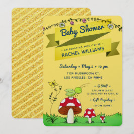 Cricket Glitter Theme Gult Baby Shower Inbjudan