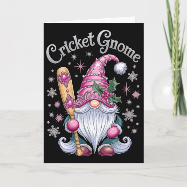 Cricket Gnome Christmas Fun Cheer  Kort (Framsida)