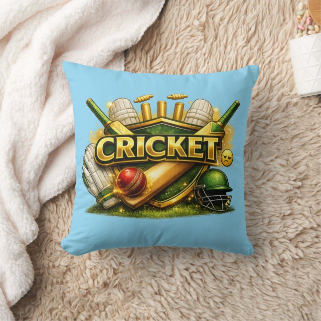 Cricket Gold Emblem Sport Inspired Throw Pillow Kudde (Filt)