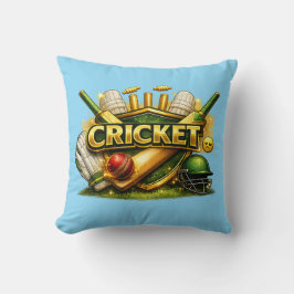Cricket Gold Emblem Sport Inspired Throw Pillow Kudde