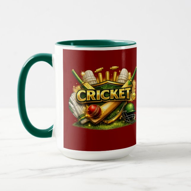 Cricket Gold Emblem Sport Inspirerad Kombimugg Mugg (Vänster)