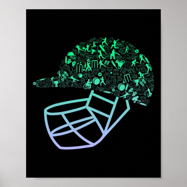 Cricket Helmet For Cricketer Boys Cricket  Poster (Framsidan)
