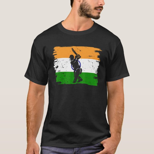 Cricket Indian Players Flagga of India Cricket Pla T Shirt (Framsida)