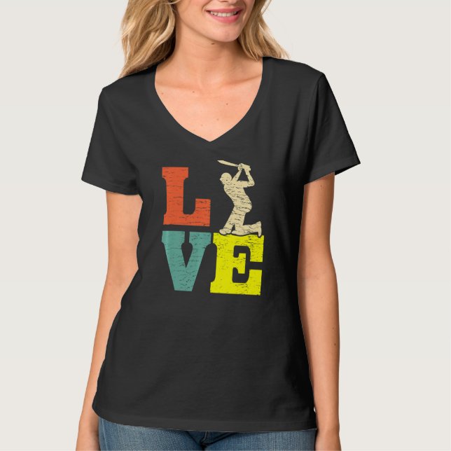 Cricket Kärlek Batsman Cricket Players T Shirt (Framsida)