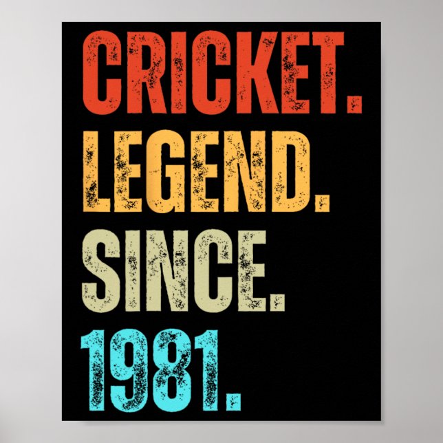 Cricket Legend sedan 1981 Retro födelsedag  Poster (Framsidan)