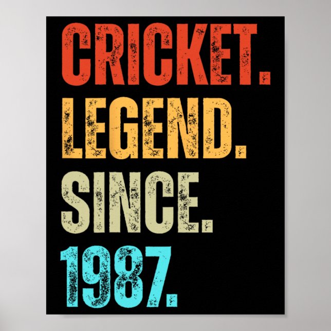 Cricket Legend sedan 1987 Retro födelsedag  Poster (Framsidan)