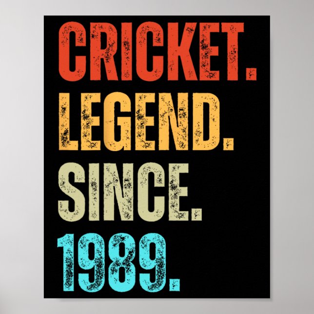 Cricket Legend Since 1989 Retro Birthday  Poster (Framsidan)