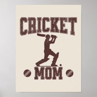 Cricket Mamma Sports Enthusiast Cricket Älskare Mo Poster